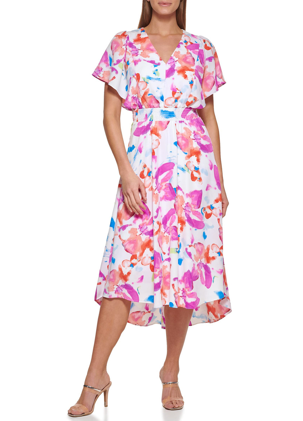 Комбінована кежуал сукня кльош DKNY з квітковим принтом