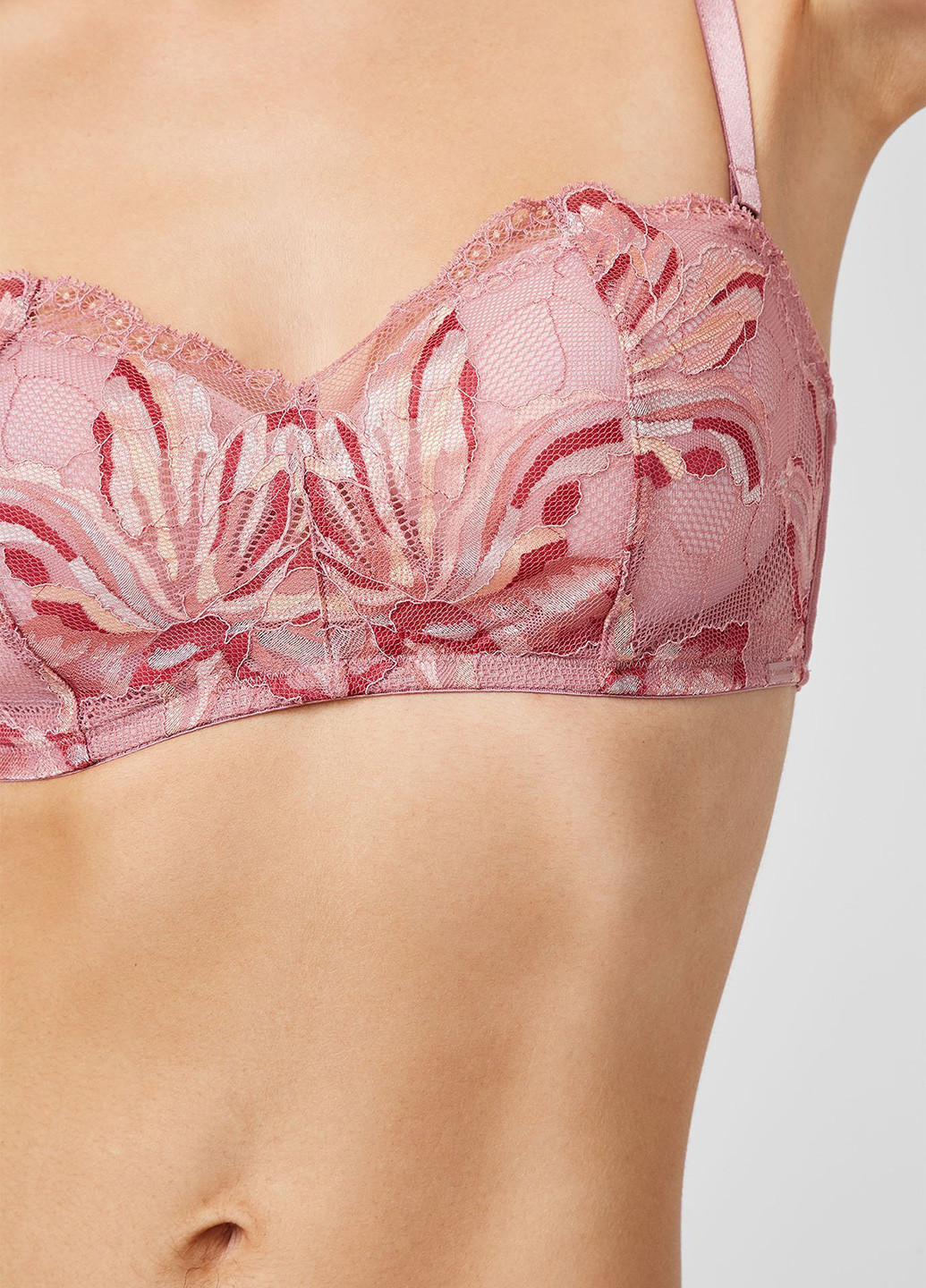 Розовый балконет бюстгальтер Calvin Klein без косточек полиамид