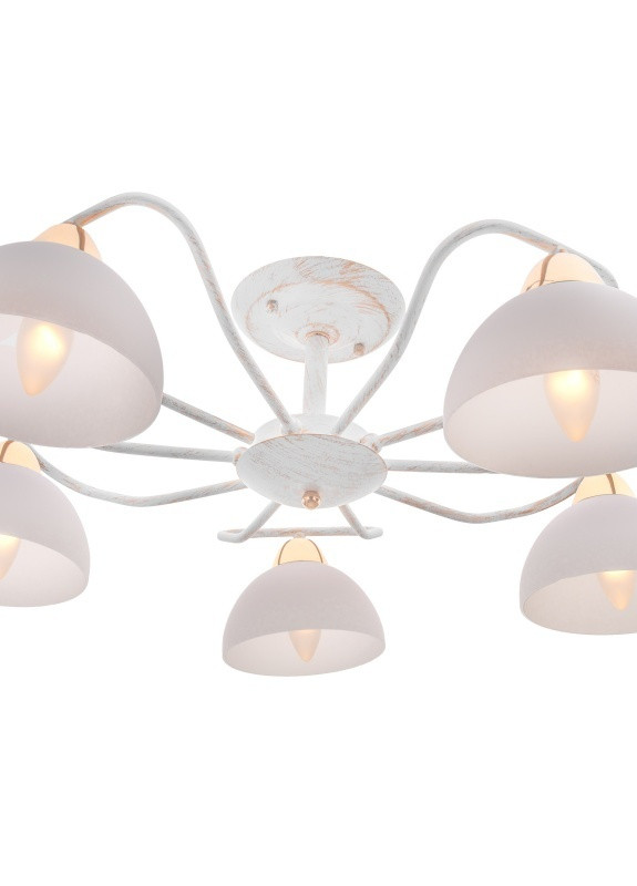 Люстра стельова вінтаж на 5 плафонів в спальню LK-636S/5 E14 WH+FG Brille (253886114)