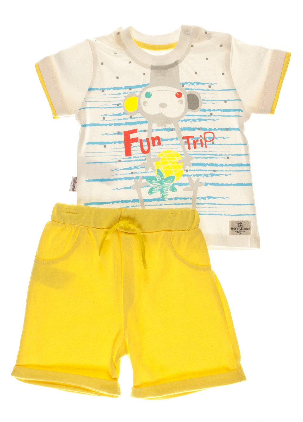 Желтый летний комплект (футболка, шорты, манишка) Miniworld