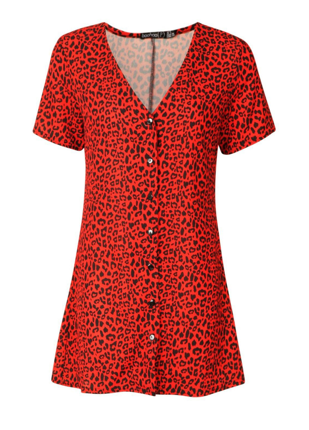 Красное кэжуал платье а-силуэт Boohoo леопардовый