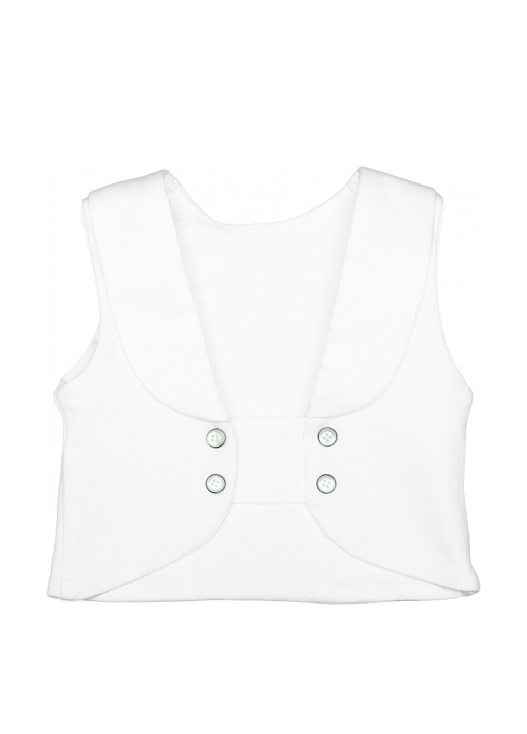 Белый демисезонный комплект (рубашка, жилет, ползунки, шапка) BetiS