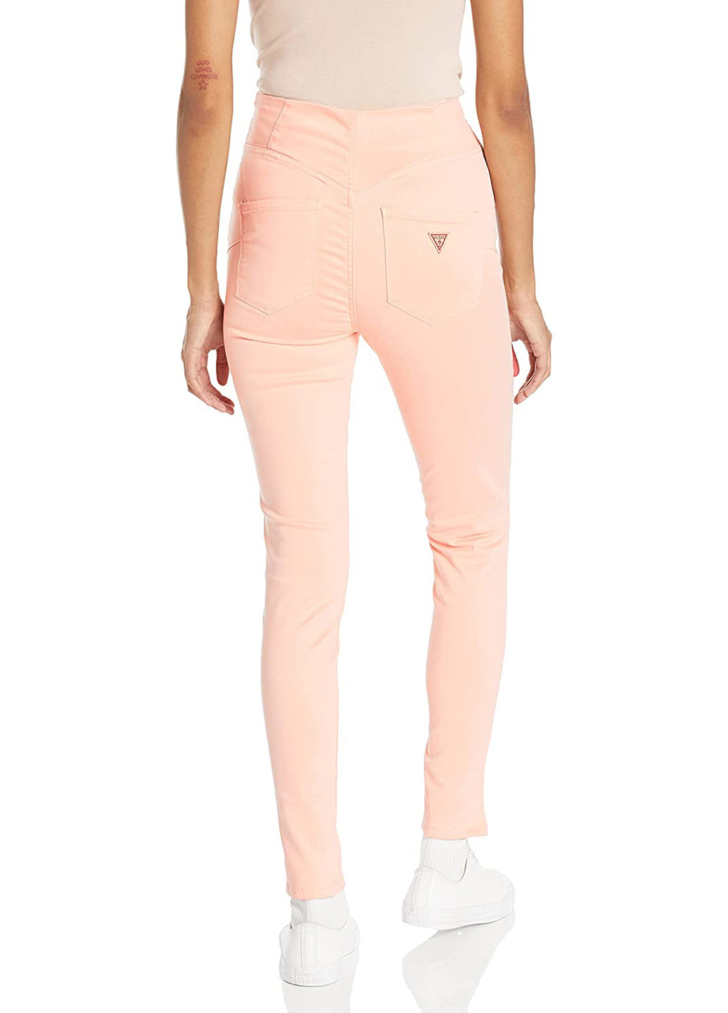 Светло-розовые кэжуал летние зауженные брюки Guess