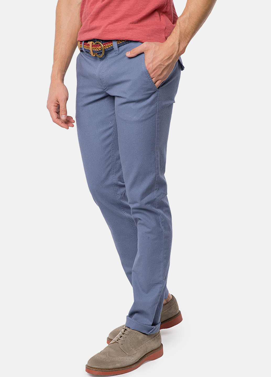 Темно-голубые кэжуал демисезонные зауженные брюки MR 520