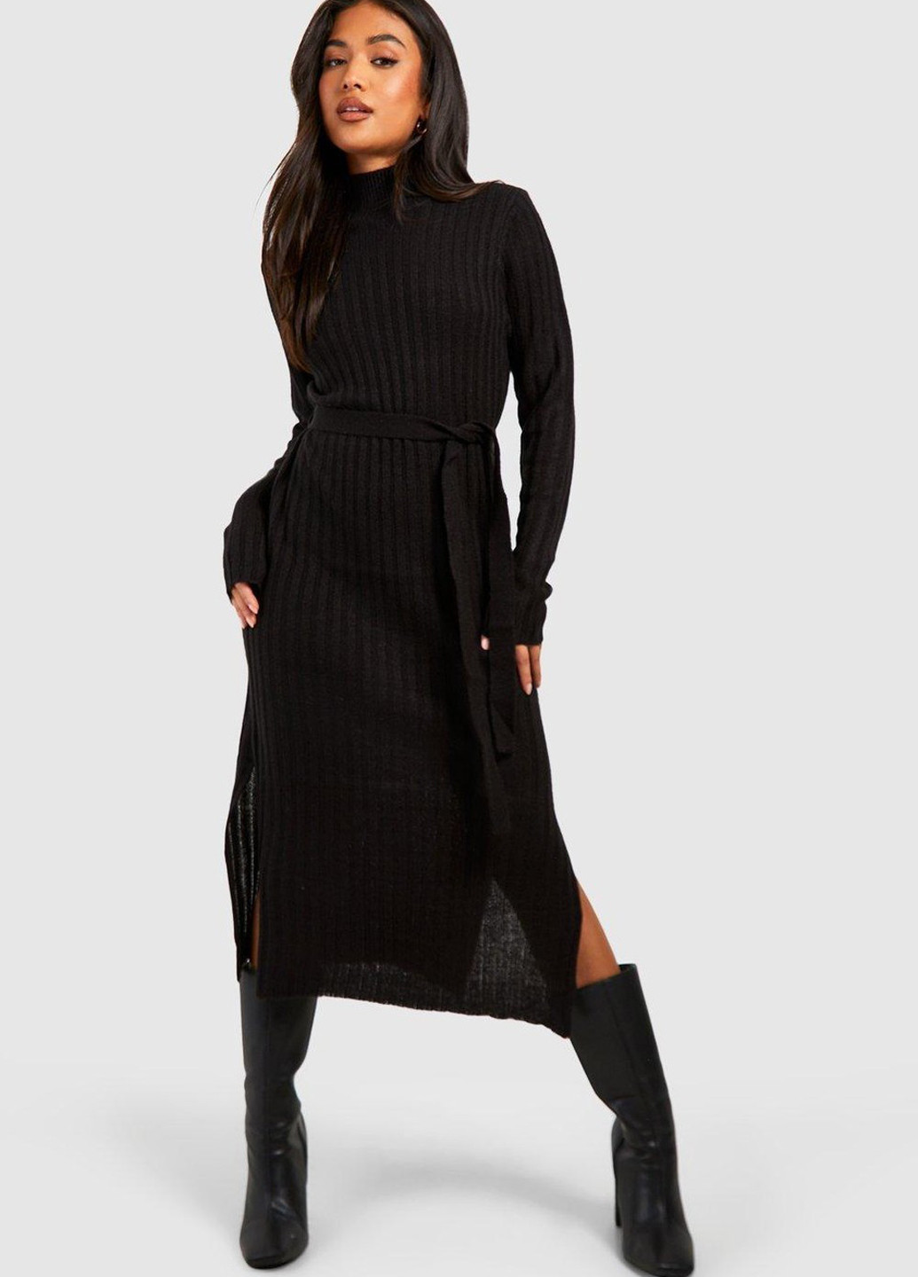 Чорна кежуал сукня сукня светр Boohoo однотонна