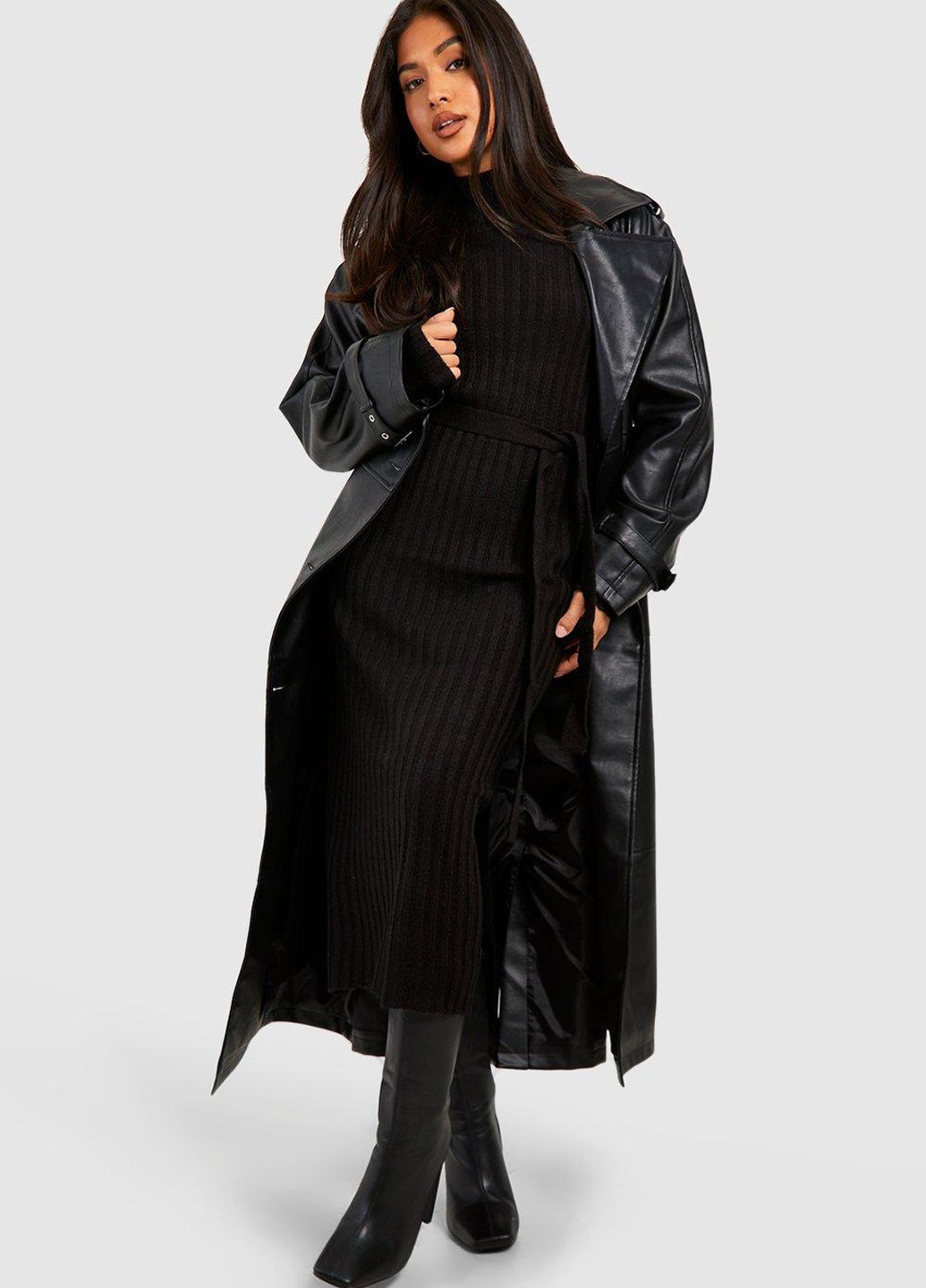 Чорна кежуал сукня сукня светр Boohoo однотонна