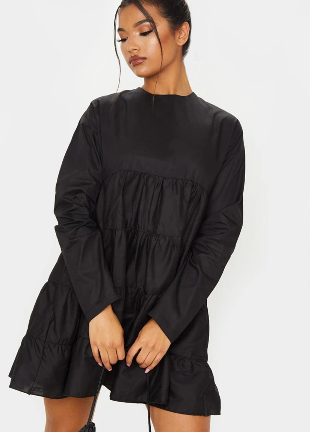 Черное кэжуал платье а-силуэт PrettyLittleThing однотонное