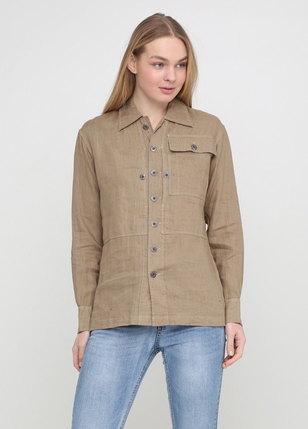 Светло-коричневая кэжуал рубашка однотонная Ralph Lauren