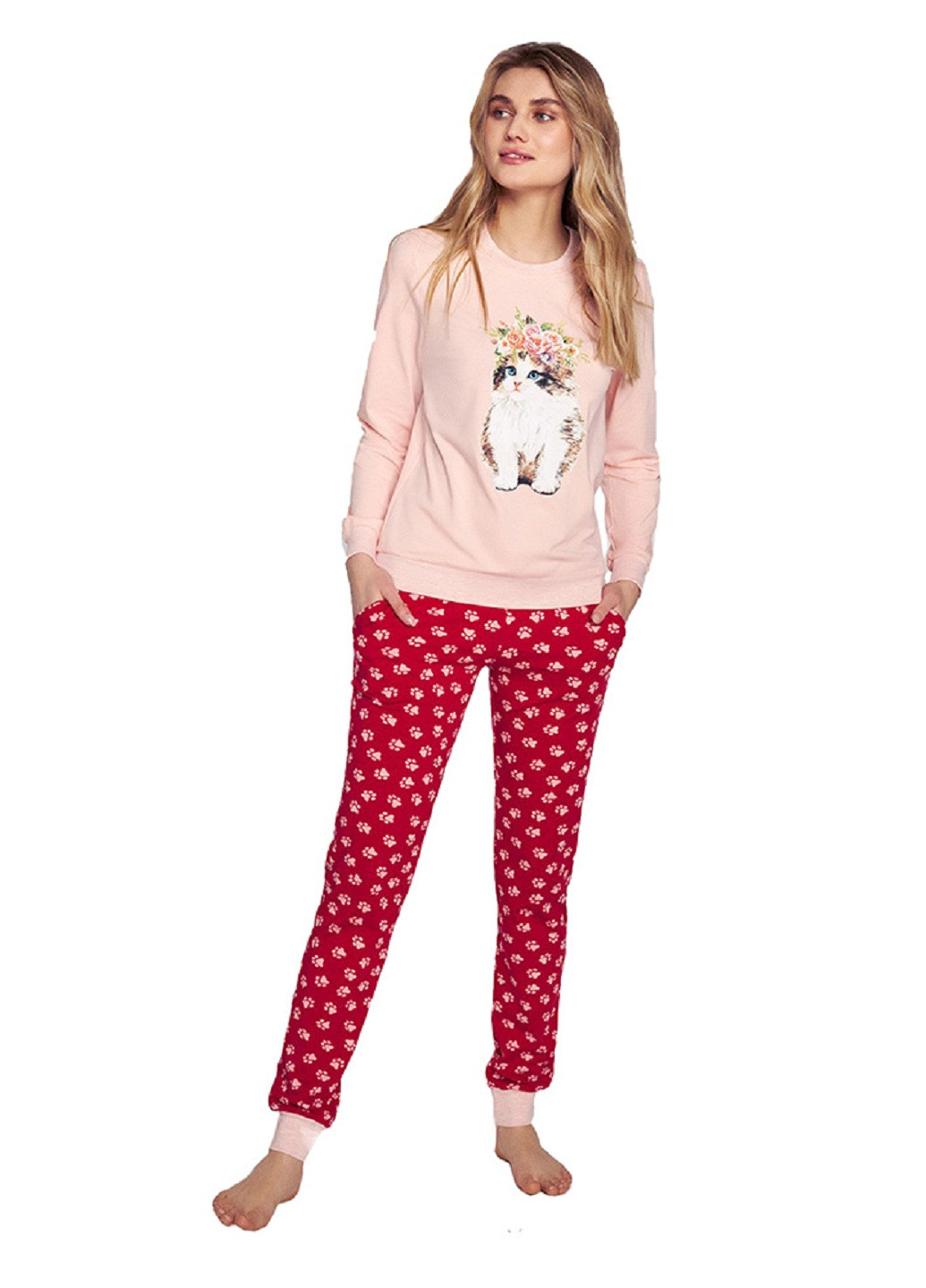 Рожевий демісезонний комплект (лонгслів, брюки) Ellen