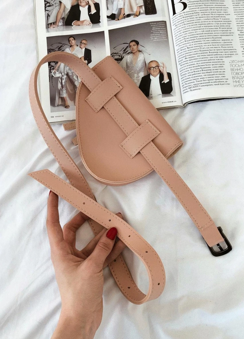 Поясна saddle bag на кнопках і ремінці, Пудра (2387) Ромашка Поясная (224146888)
