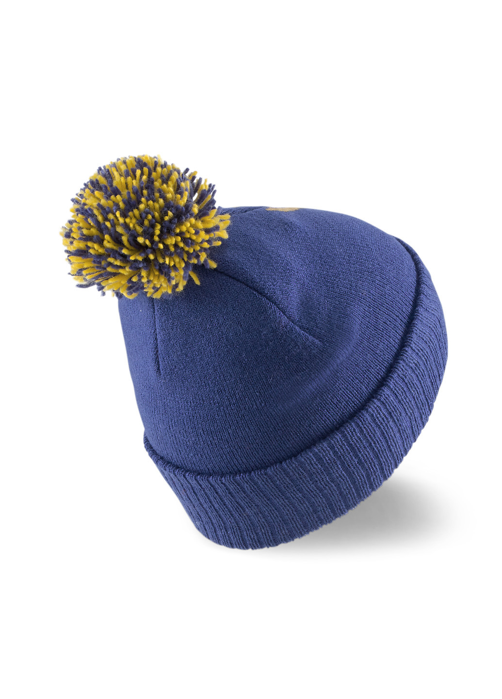 Детская шапка Small World Pom-Pom Beanie Youth Puma однотонная синяя спортивная полиамид, акрил