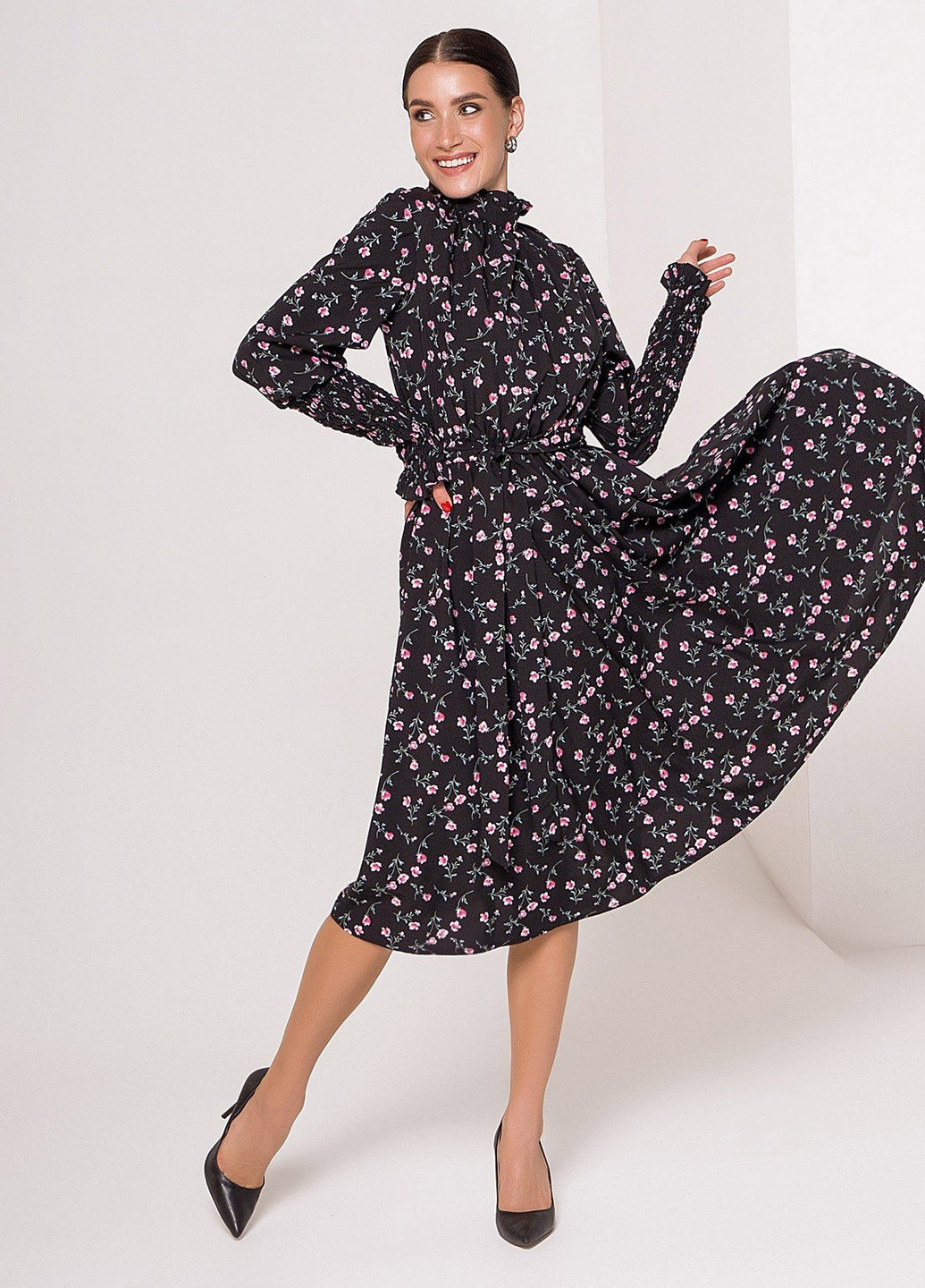 Черное деловое платья ISSA PLUS с цветочным принтом