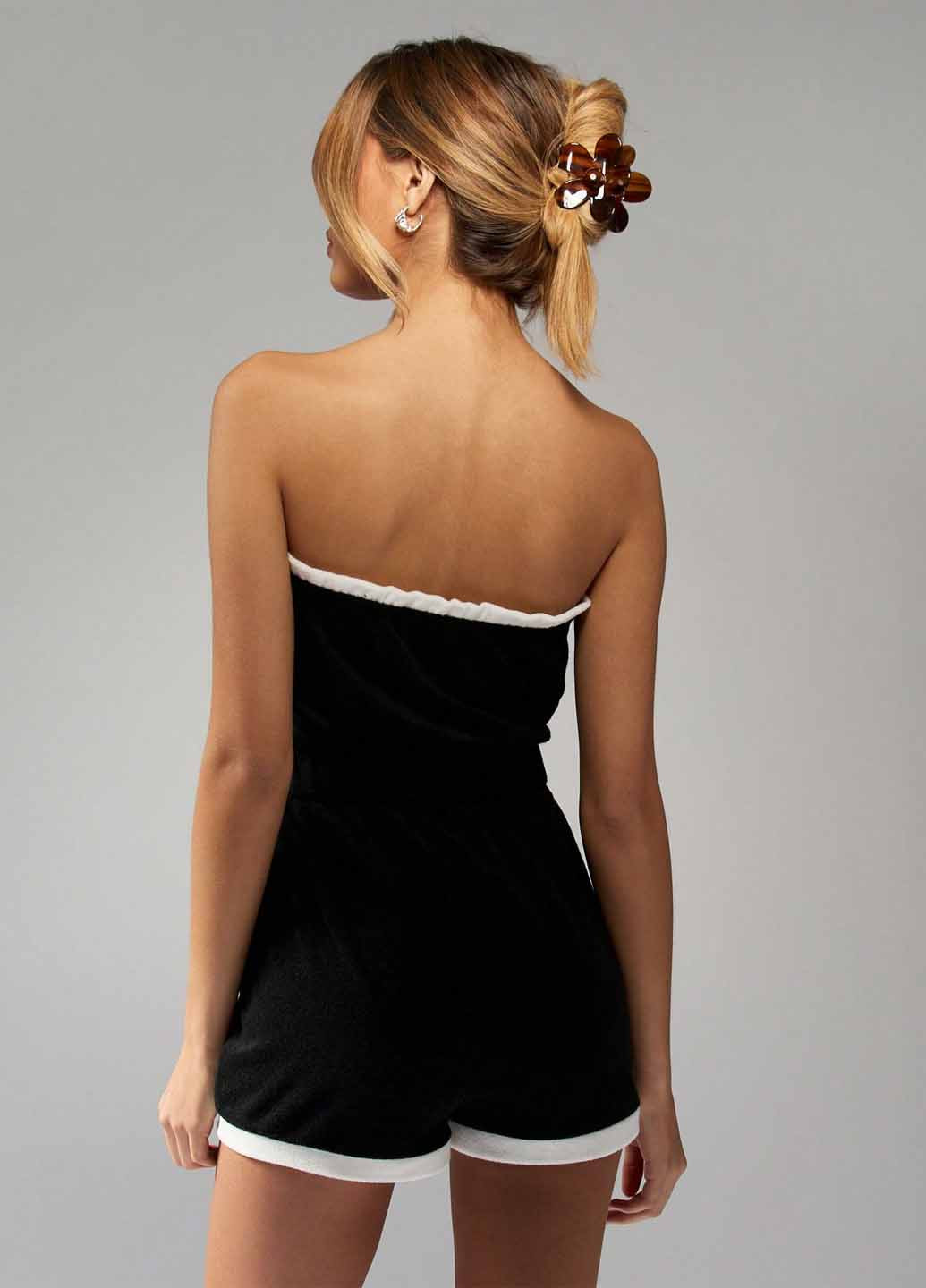 Комбінезон SHEIN комбінезон-шорти колор блок чорний кежуал поліестер