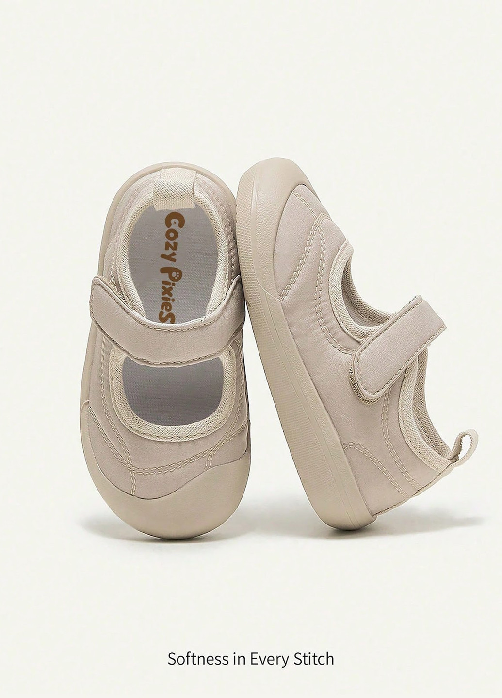 Светло-бежевые туфли на липучке SHEIN