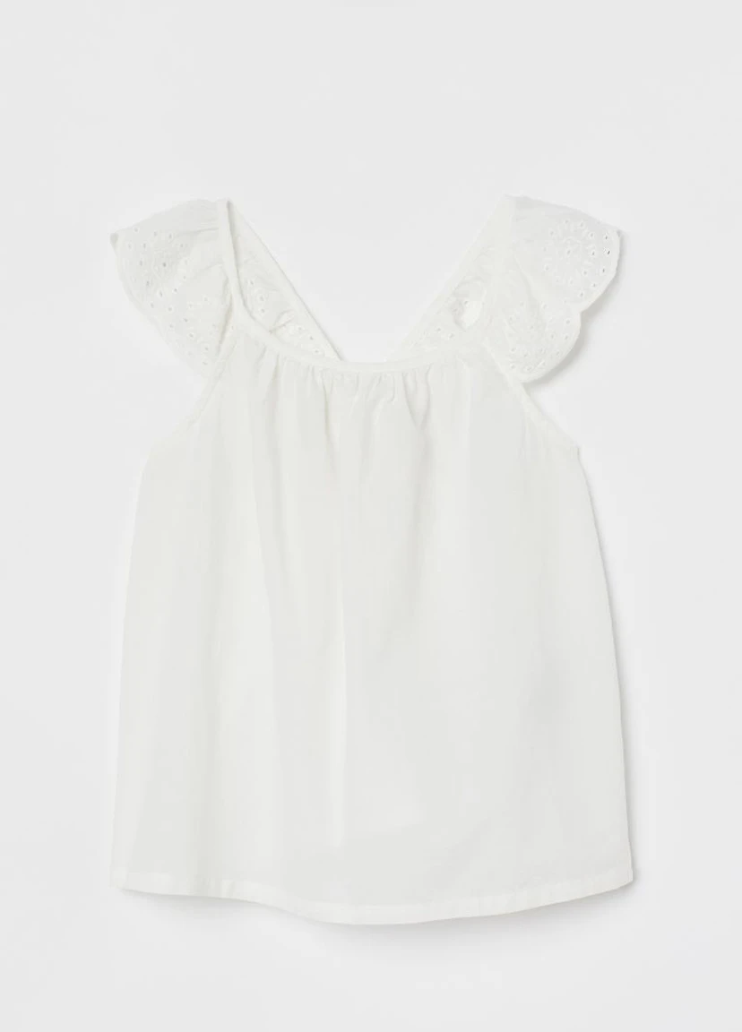 Белая однотонная блузка H&M летняя