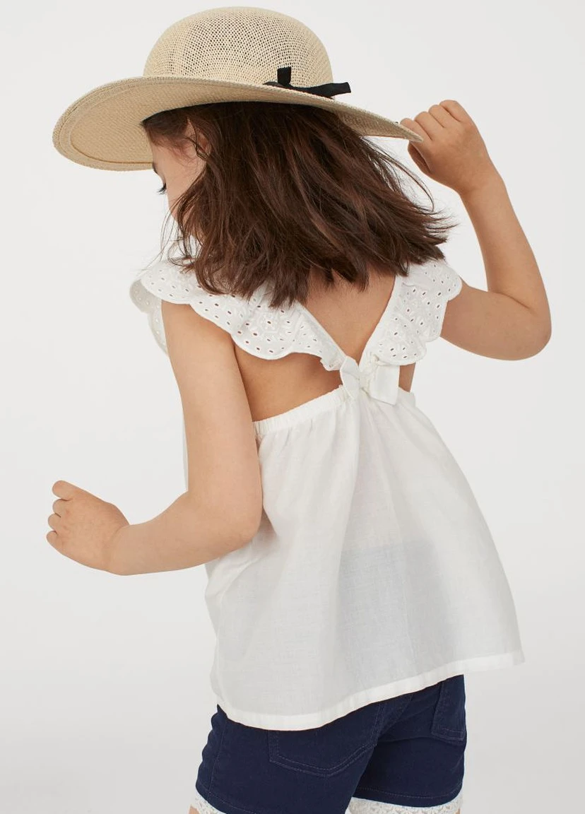 Белая однотонная блузка H&M летняя