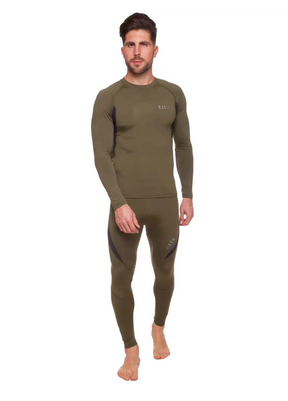 Комплект чоловічої термобілизни костюм кальсони лонгслів для холодної погоди (473362-Prob) Оливковий з чорним М Unbranded (254475082)