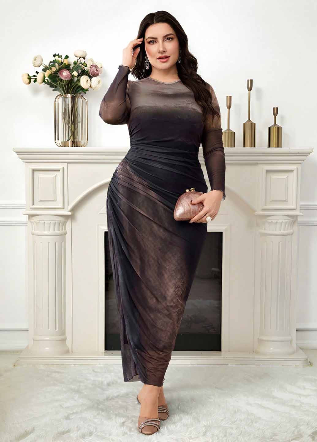 Комбінована вечірня, кежуал сукня силуетна SHEIN з градієнтом