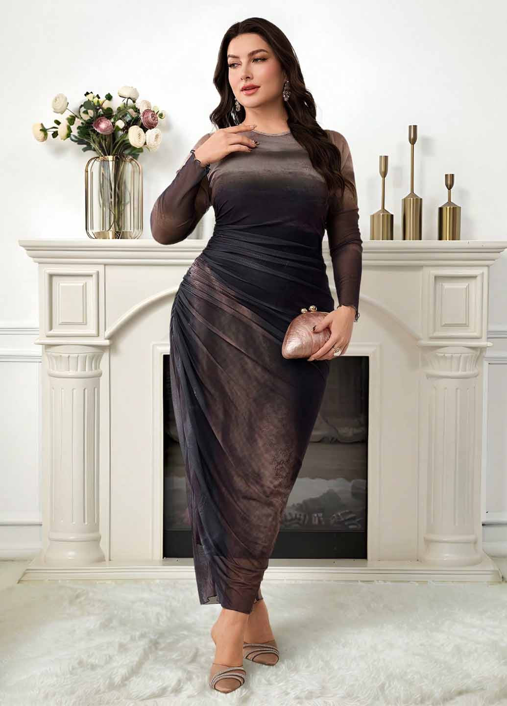 Комбінована вечірня, кежуал сукня силуетна SHEIN з градієнтом