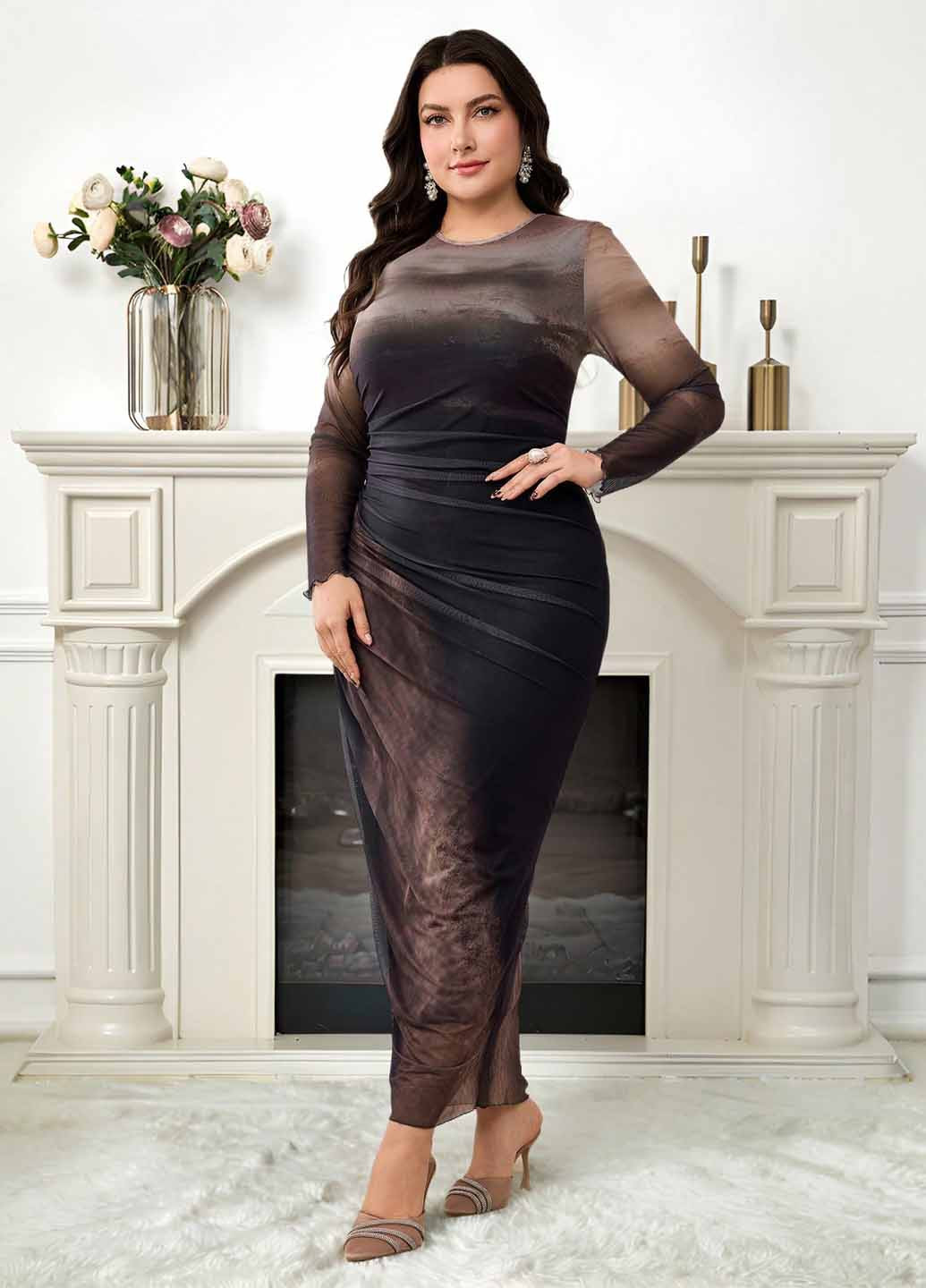 Комбінована вечірня, кежуал сукня силуетна SHEIN з градієнтом