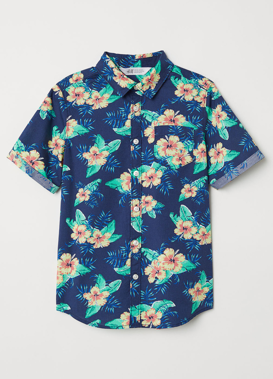 Темно-синяя кэжуал рубашка с цветами H&M