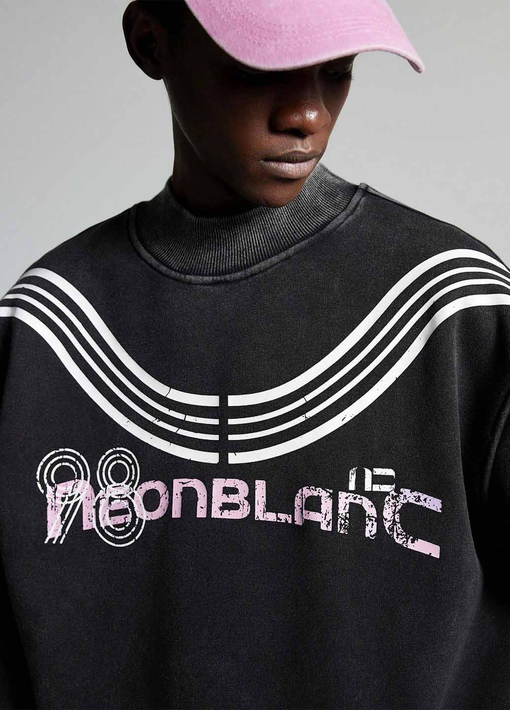 Чорний світшот SHEIN напис без декору (367005873)