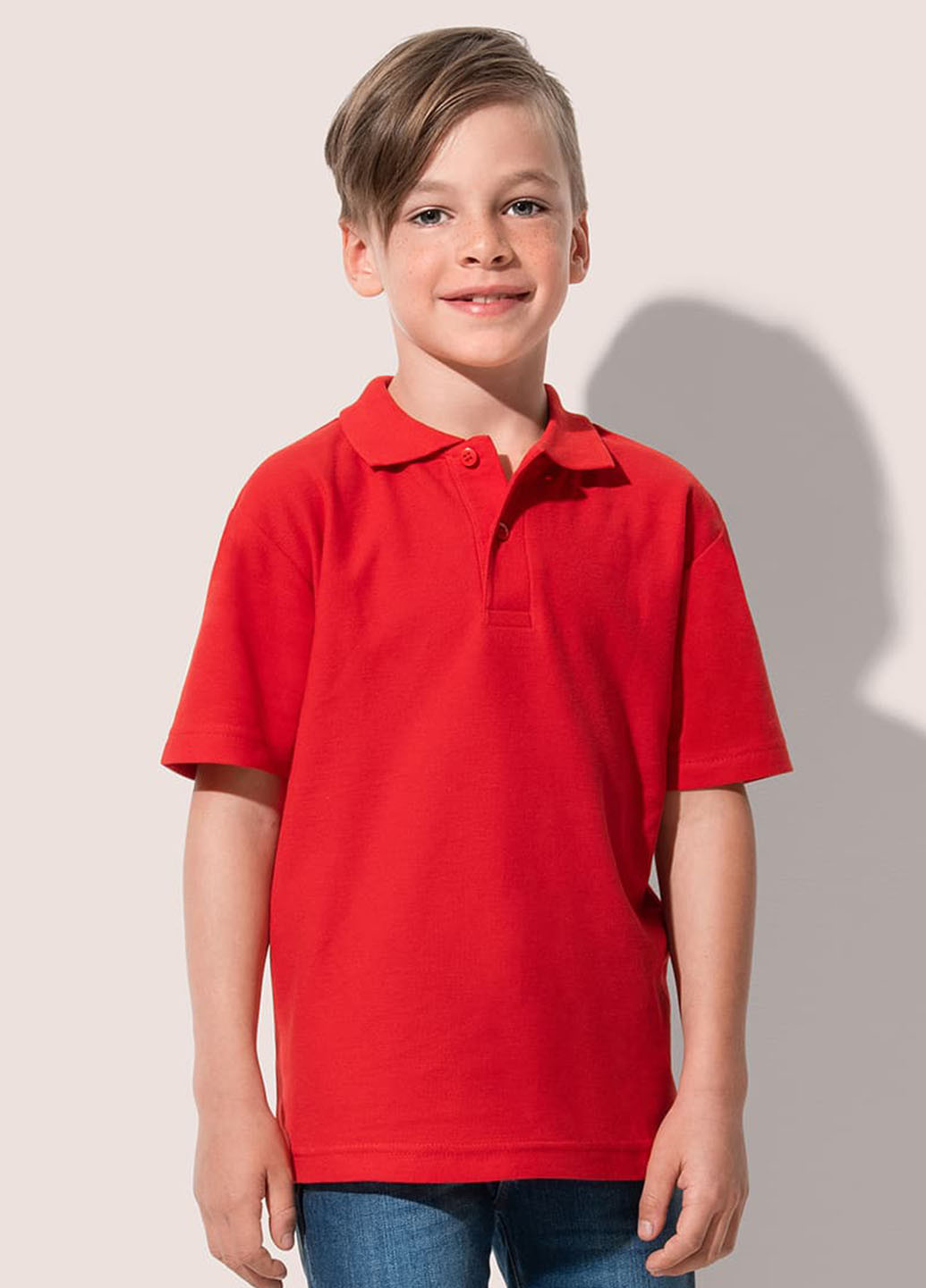 Красная детская футболка-поло для мальчика Stedman однотонная