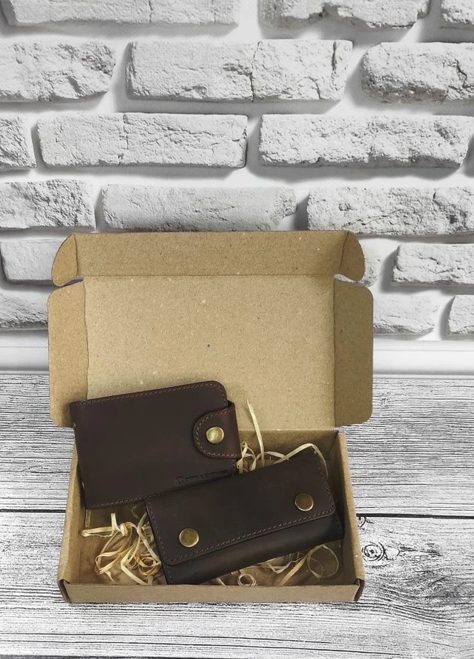 Подарочный набор №12 (картхолдер + ключница) коричневый DNK Leather (253933680)