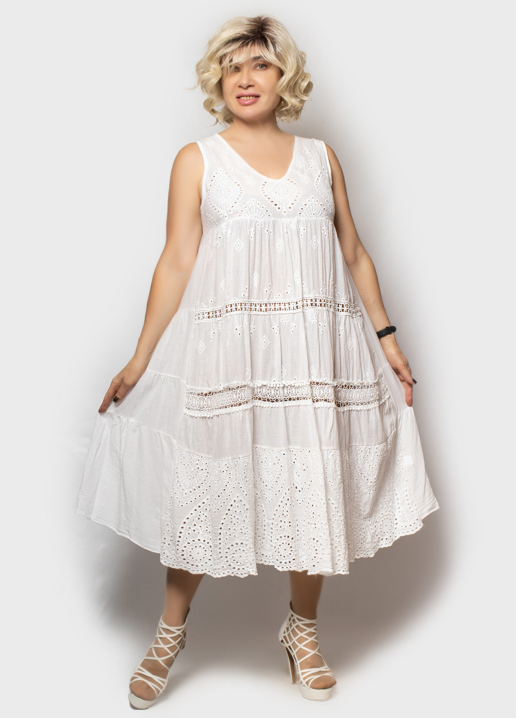 Білий кежуал сукня кльош LibeAmore однотонна