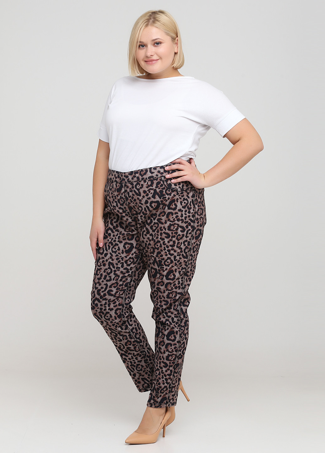 Джеггінси 2-сторонні Fashion news леопардові темно-сірі джинсові бавовна