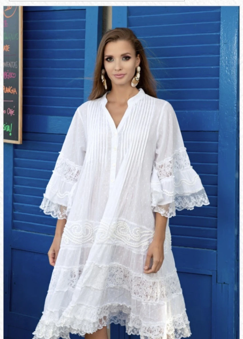 Білий коктейльна сукня COTTON однотонна