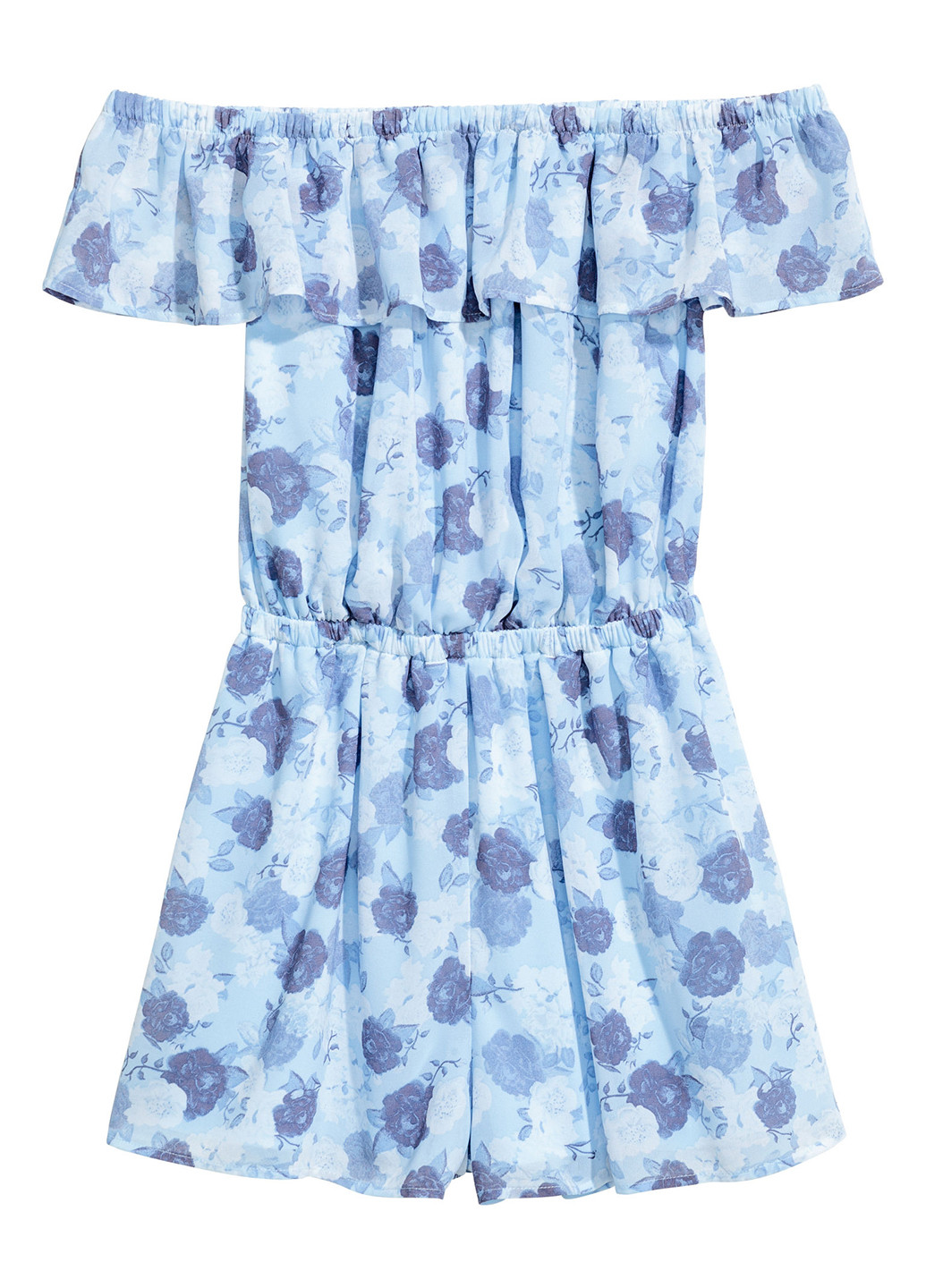 Комбінезон H&M комбінезон-шорти квітковий блакитний кежуал поліестер