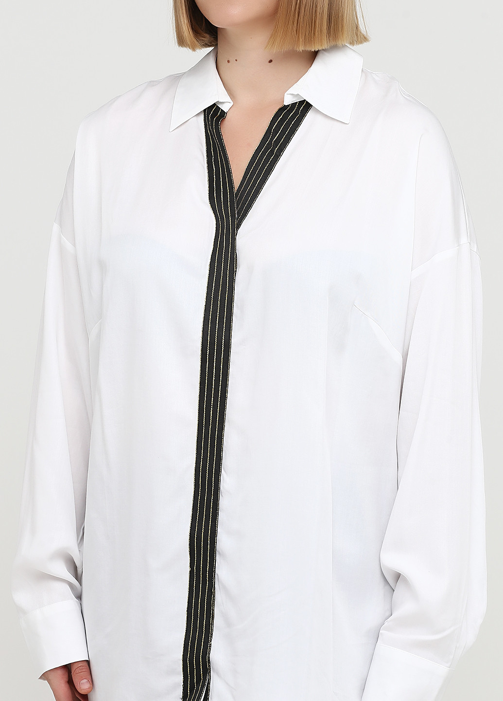 Белая кэжуал рубашка однотонная Sheego