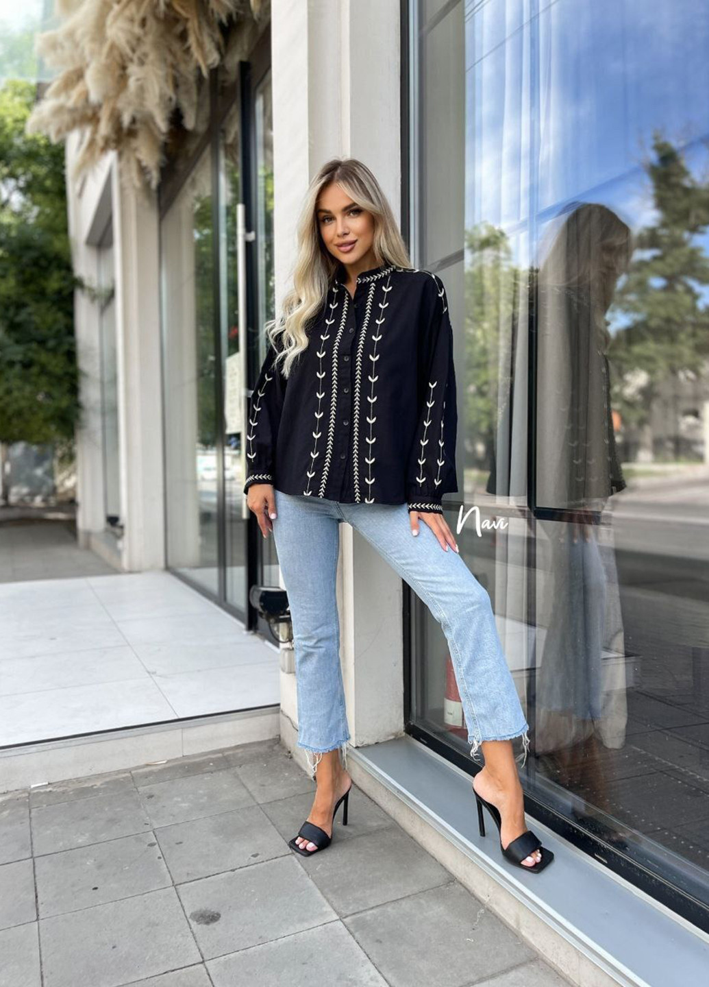 Черная кэжуал рубашка однотонная No Brand