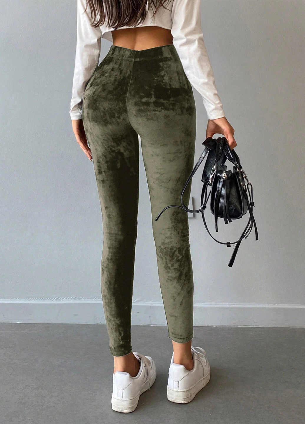 Хаки демисезонные леггинсы SHEIN