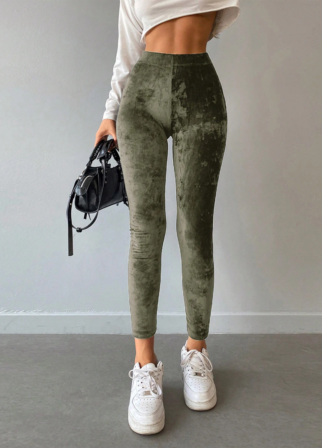 Хаки демисезонные леггинсы SHEIN
