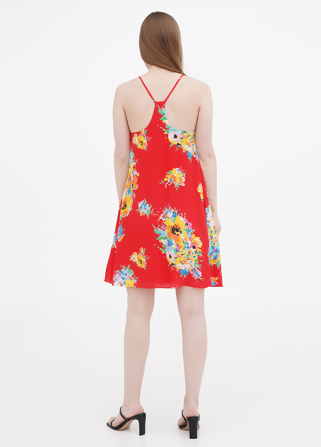 Красное кэжуал сарафан а-силуэт Ralph Lauren с цветочным принтом
