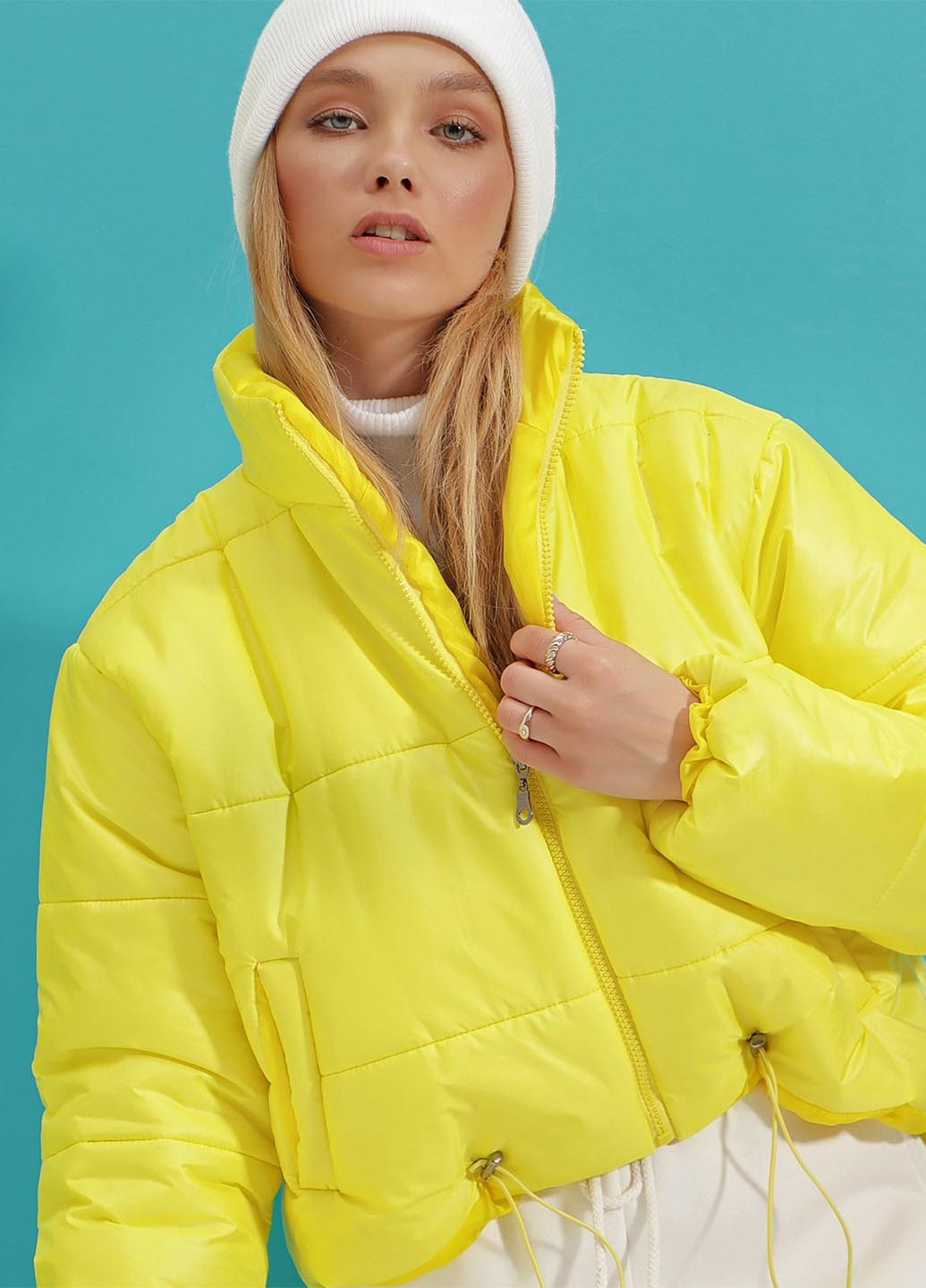 Желтая демисезонная куртка Trend Alacati Stili