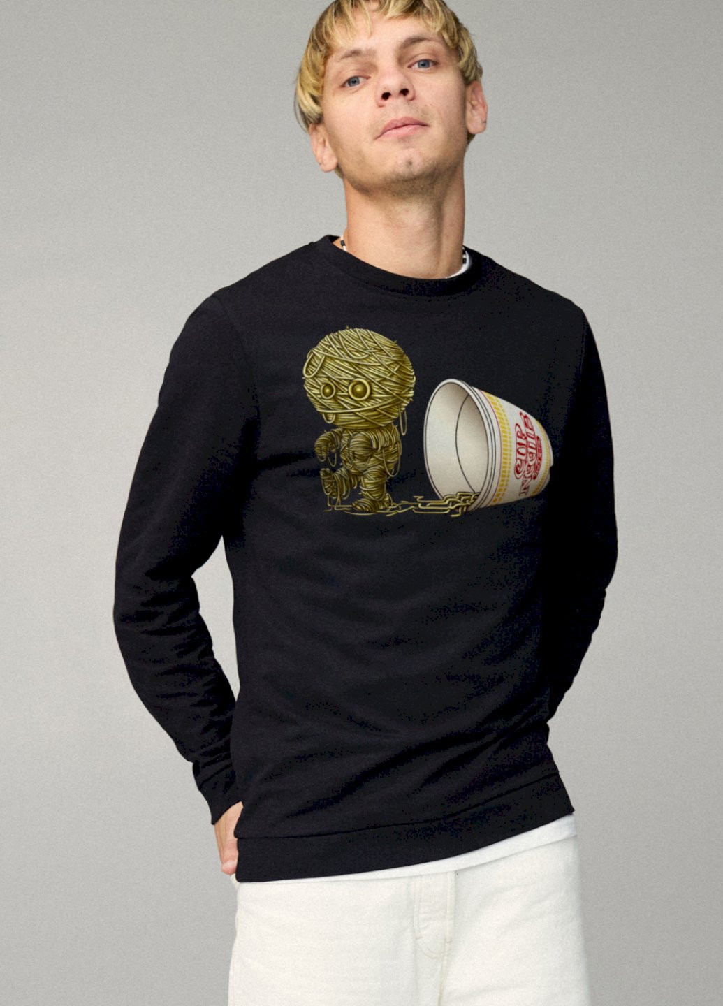 Чорний свитшот мужской basic /no flis/ YAPPI малюнок (254557391)