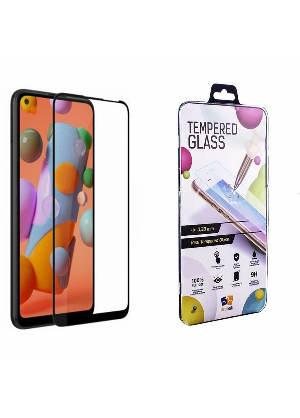 Скло захисне Samsung A11 (Black) (121276) (121276) Drobak (249597722)