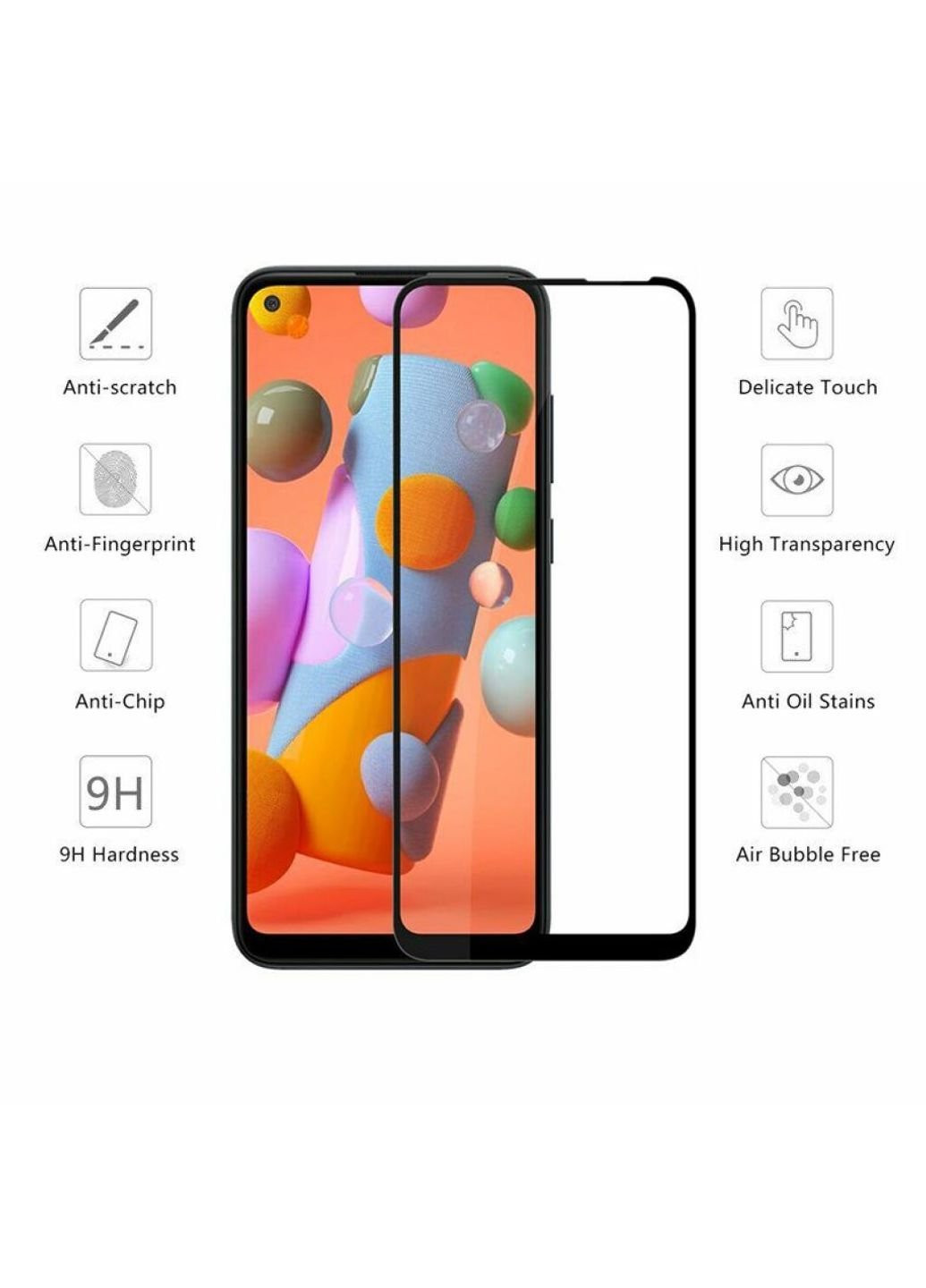 Скло захисне Samsung A11 (Black) (121276) (121276) Drobak (249597722)