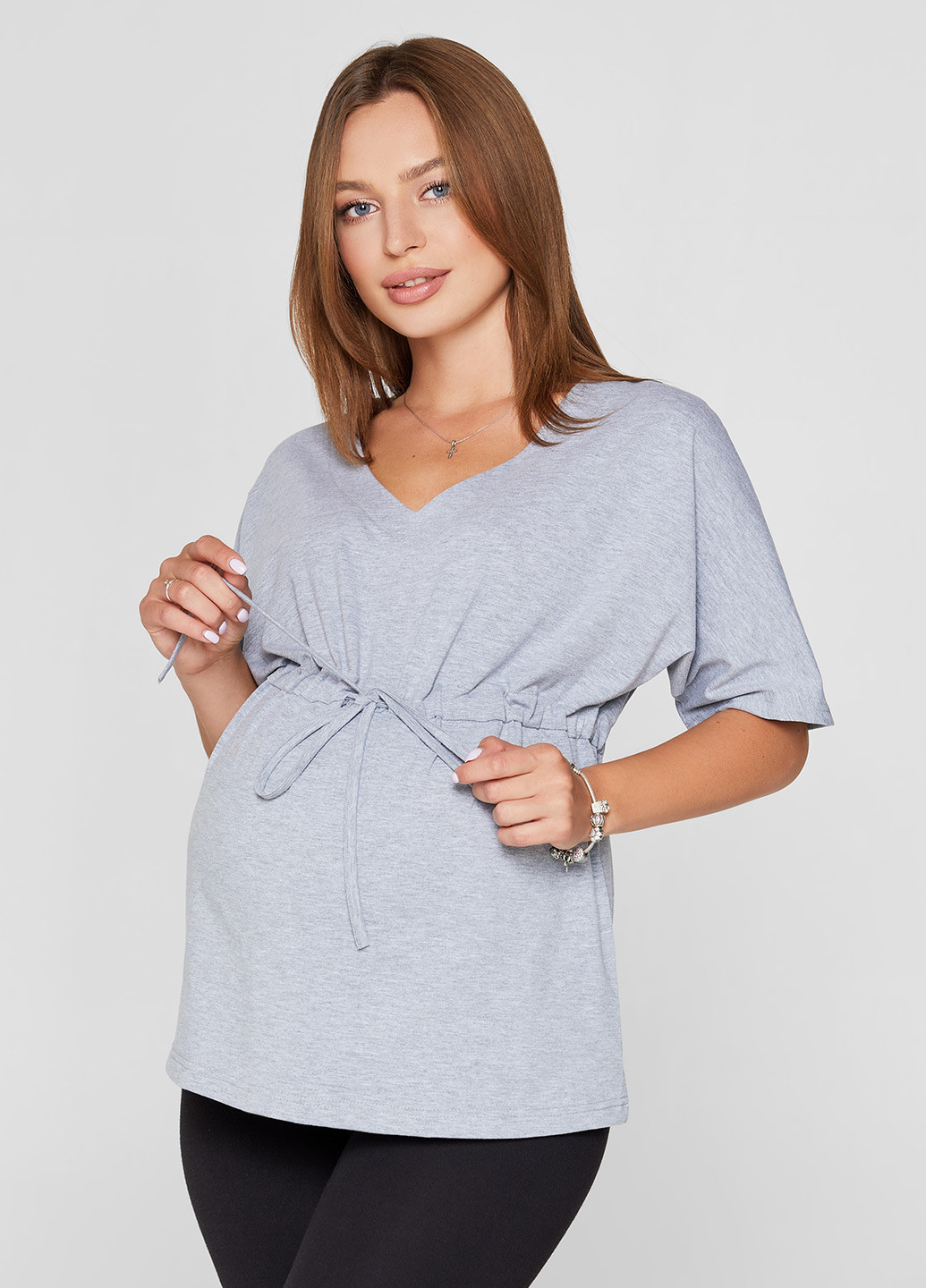 Світло-сіра літня футболка для вагітних Lullababe