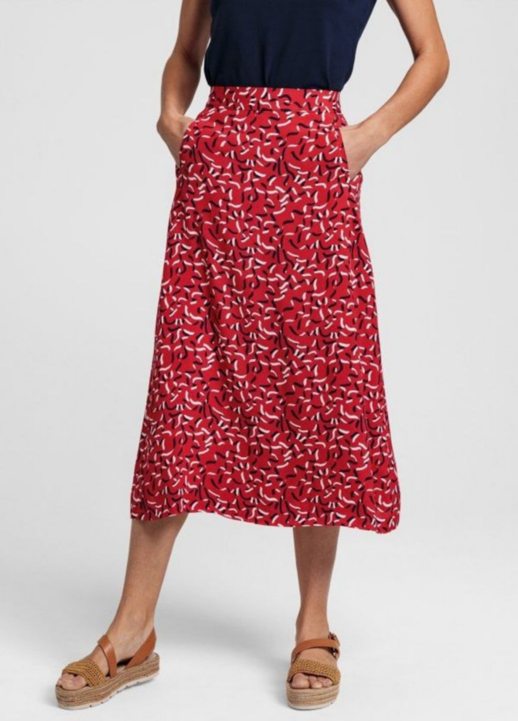 Красная кэжуал с абстрактным узором юбка Gant а-силуэта (трапеция)