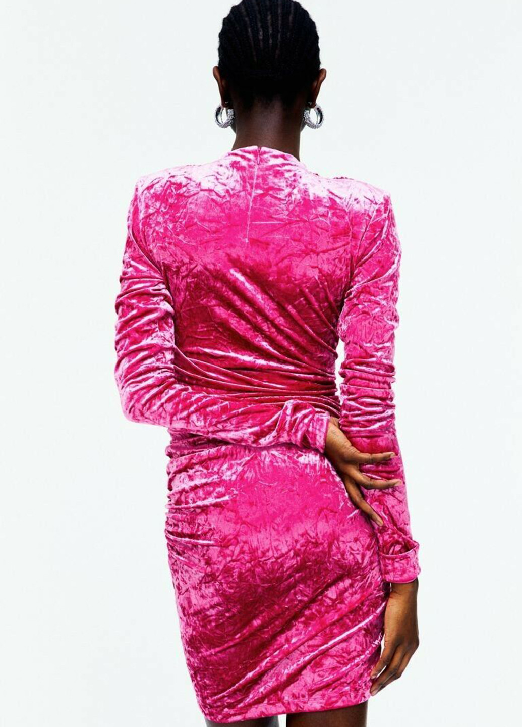 Розовое коктейльное платье силуэтная H&M однотонное