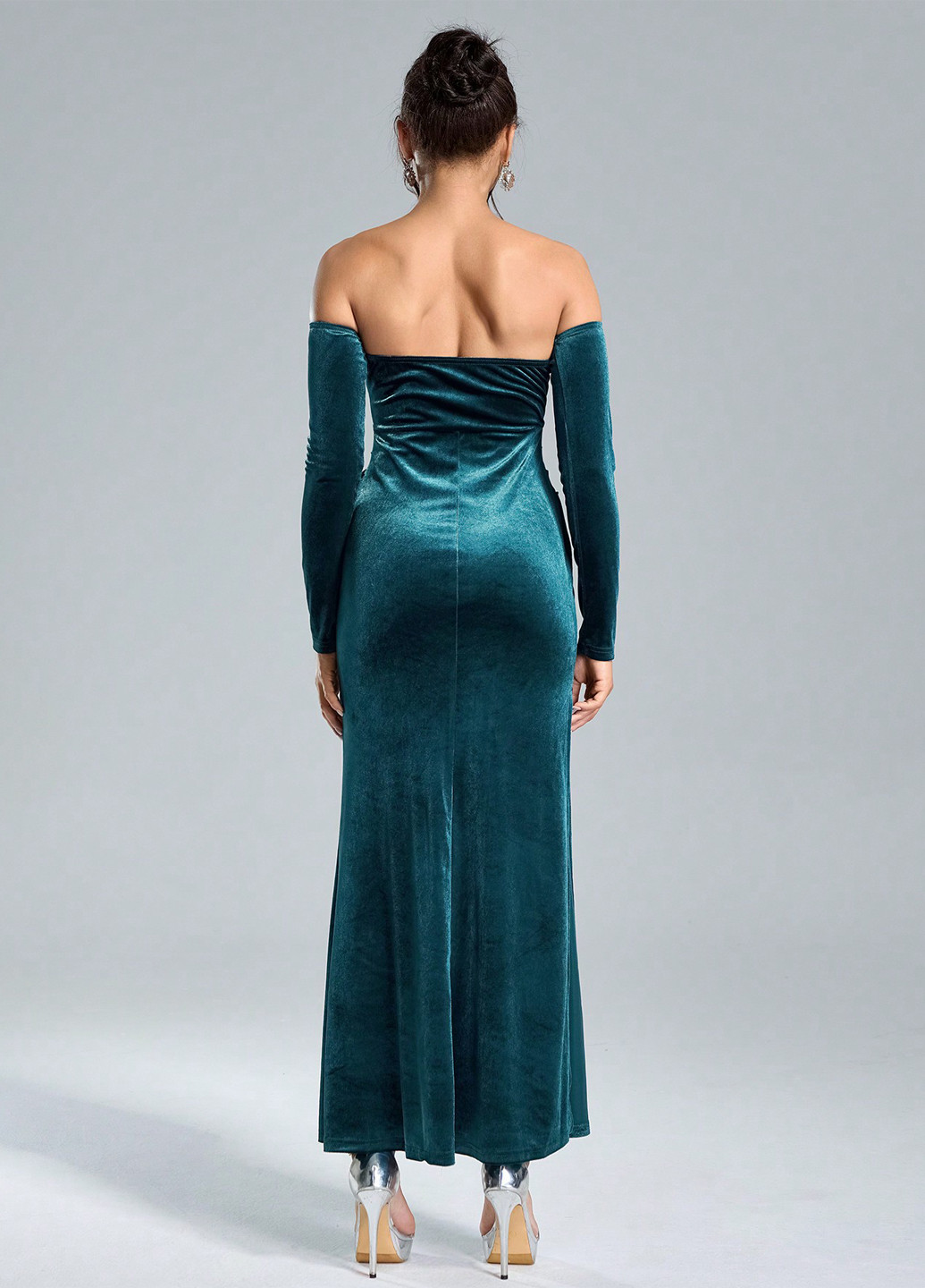 Морської хвилі вечірня сукня силуетна SHEIN однотонна