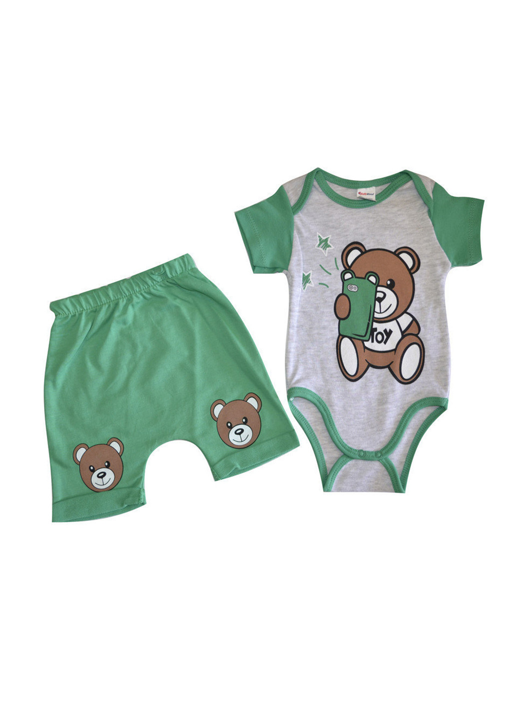 Зелений демісезонний комплект (боді, брюки) Baby Wood