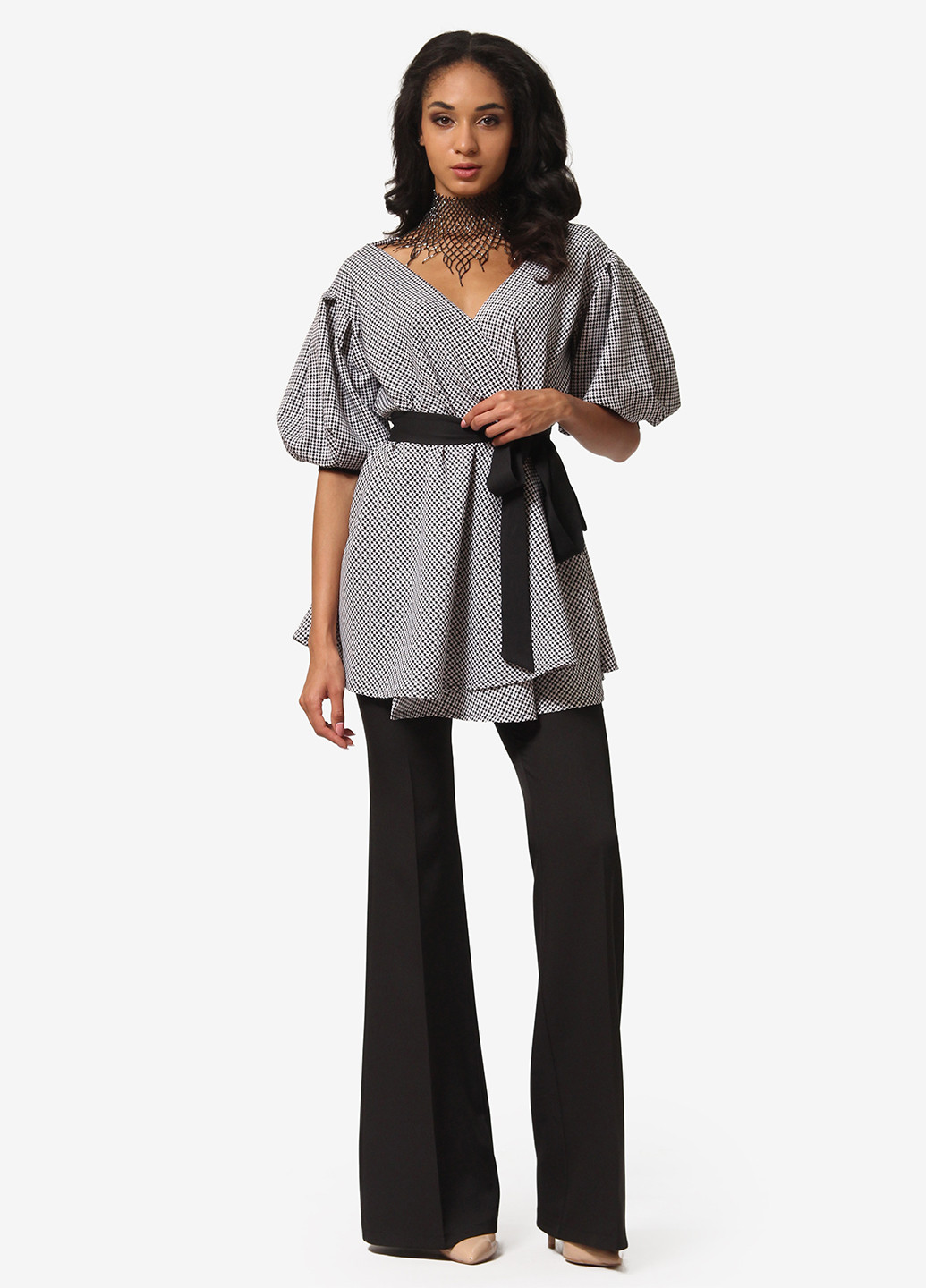 Черный демисезонный комплект (блуза, брюки) FEM