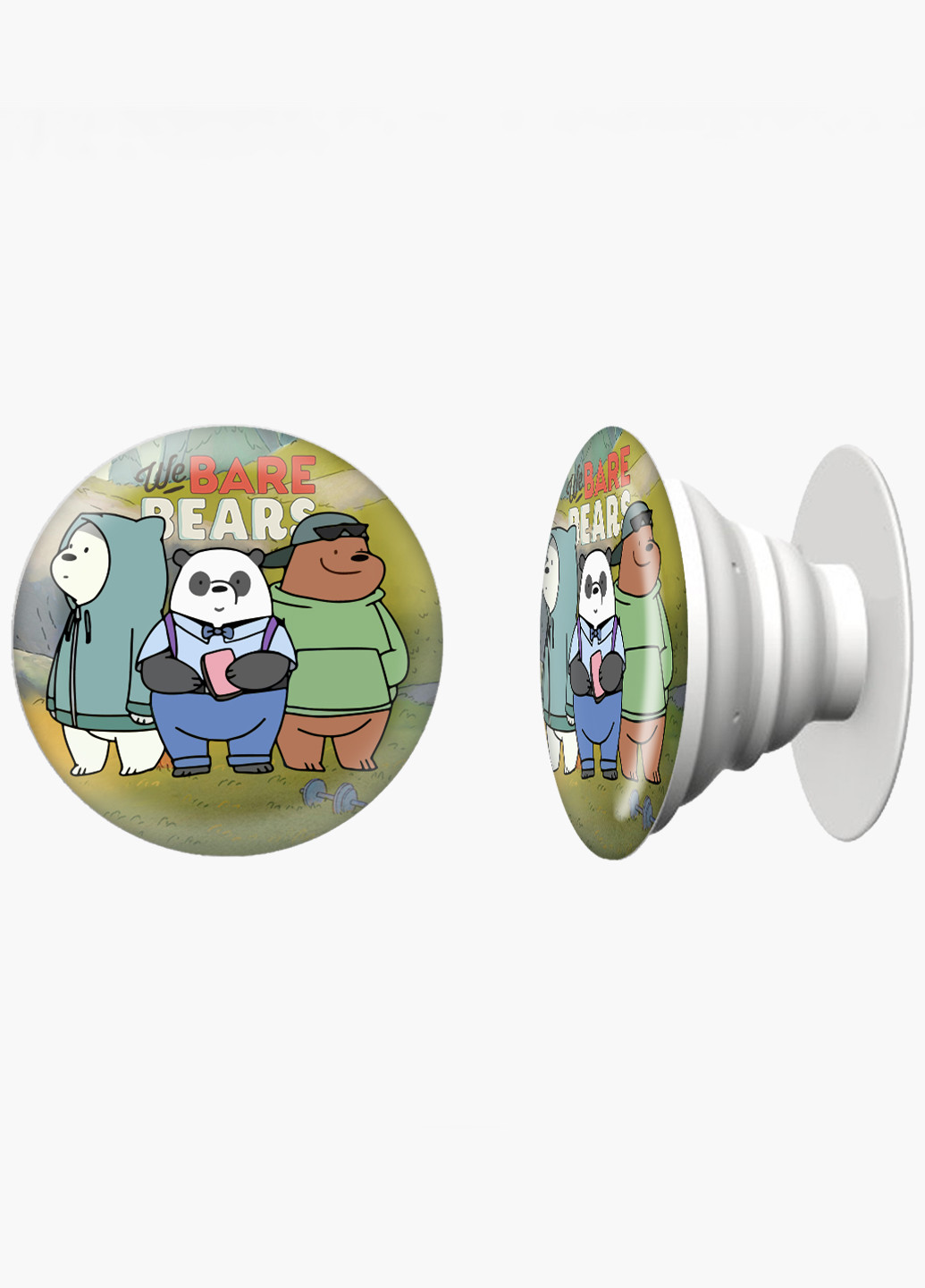 Попсокет (Popsockets) тримач для смартфону Вся правда про ведмедів (We Bare Bears) (8754-2898) Чорний MobiPrint (229014725)