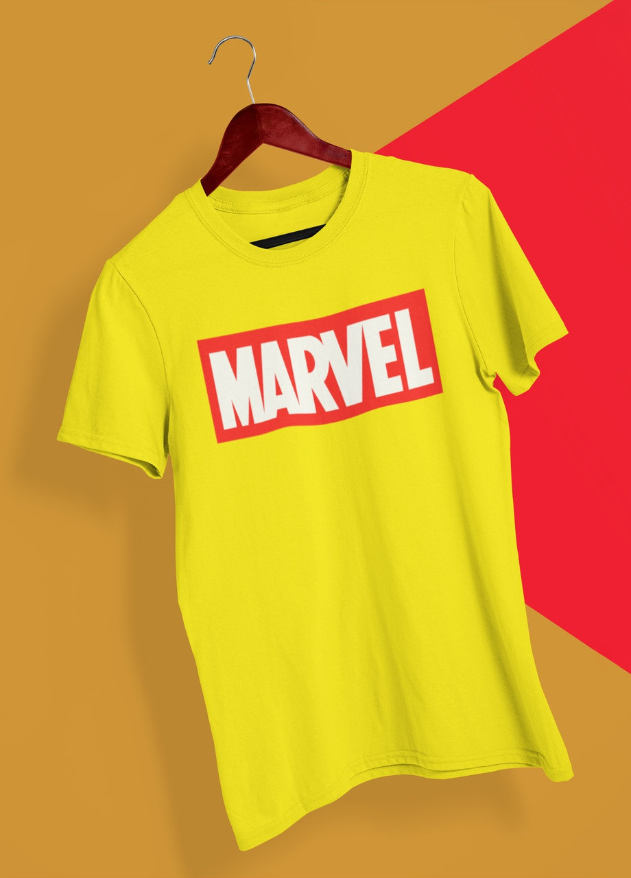 Жовта футболка чоловіча жовта з принтом "marvel" Maybel