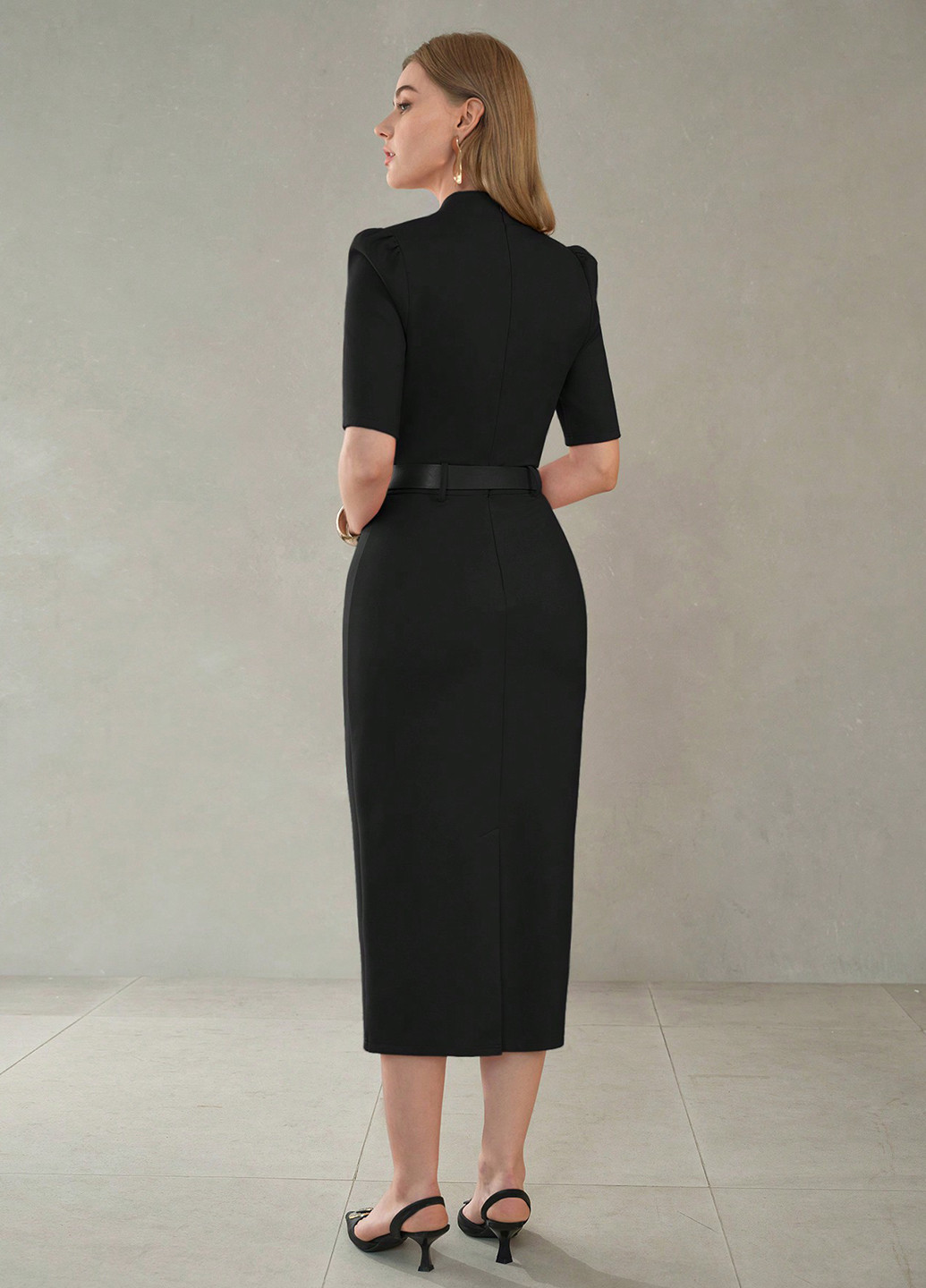 Черное деловое, кэжуал платье футляр SHEIN однотонное